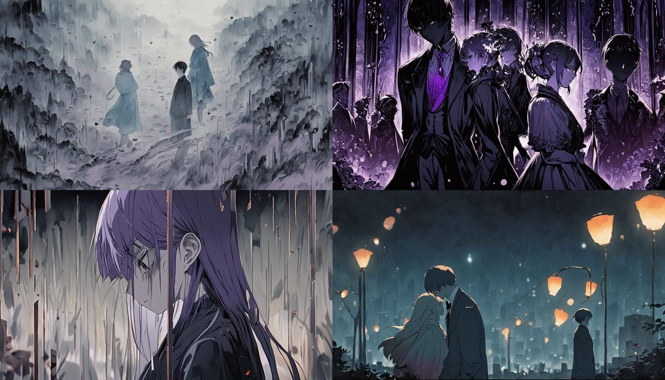 Couple's Heartbreak in a Magical Nighttime Scene