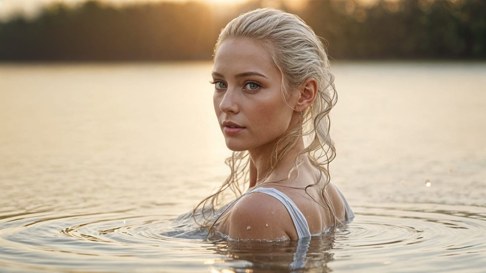 Ethereal Woman Composed of Water in Soft Light