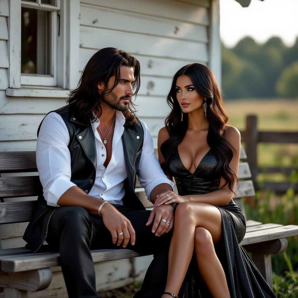 Cottagecore Goddess with Leather Jacket Man: Cinematic Film ...