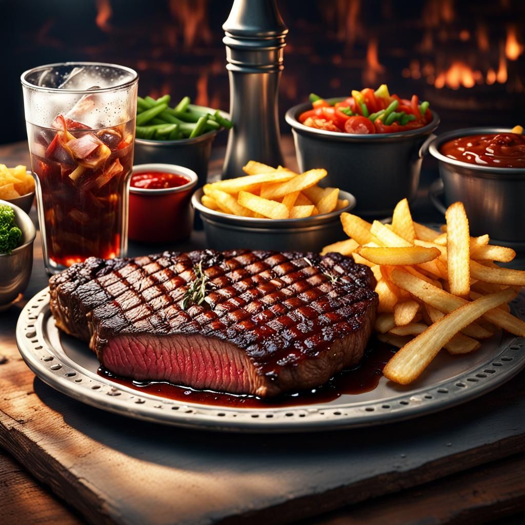 Texan Steak with Coke: Digital Matte Painting