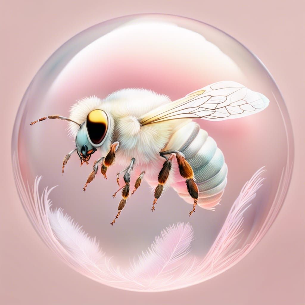 Ice Pink Albino Bee with Feather Wings