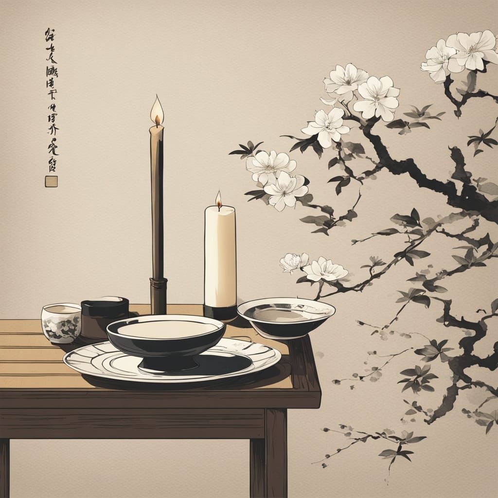 Traditional Japanese Still Life in Soft Focus
