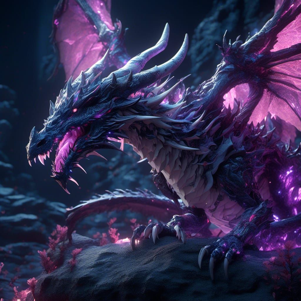 Skeletal Bone Dragon in Endless Abyss: Cyberpunk Fantasy