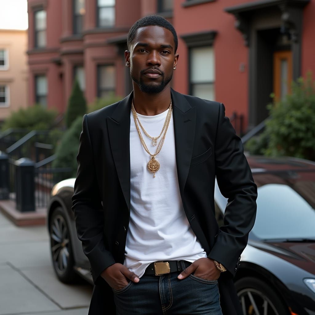 Elegant African American Man in Urban Setting
