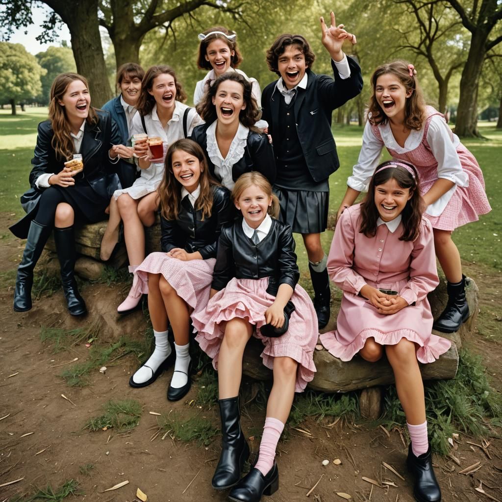 Schoolgirls' Picnic in Brittany: A Humorous Portrait