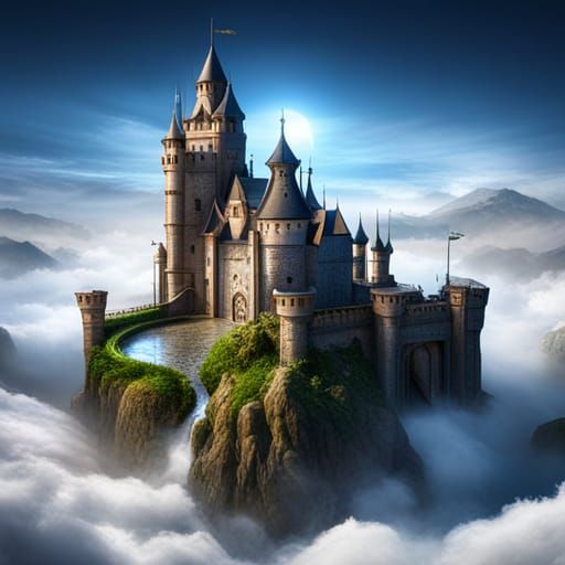 Fairytale Dream Castle in the Clouds: Fantasy Concept Art