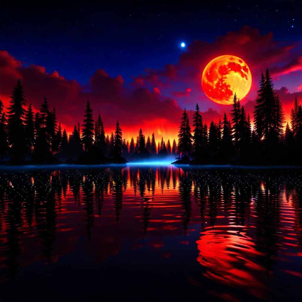 Galactic Reflections: A Night Lake Dreamscape