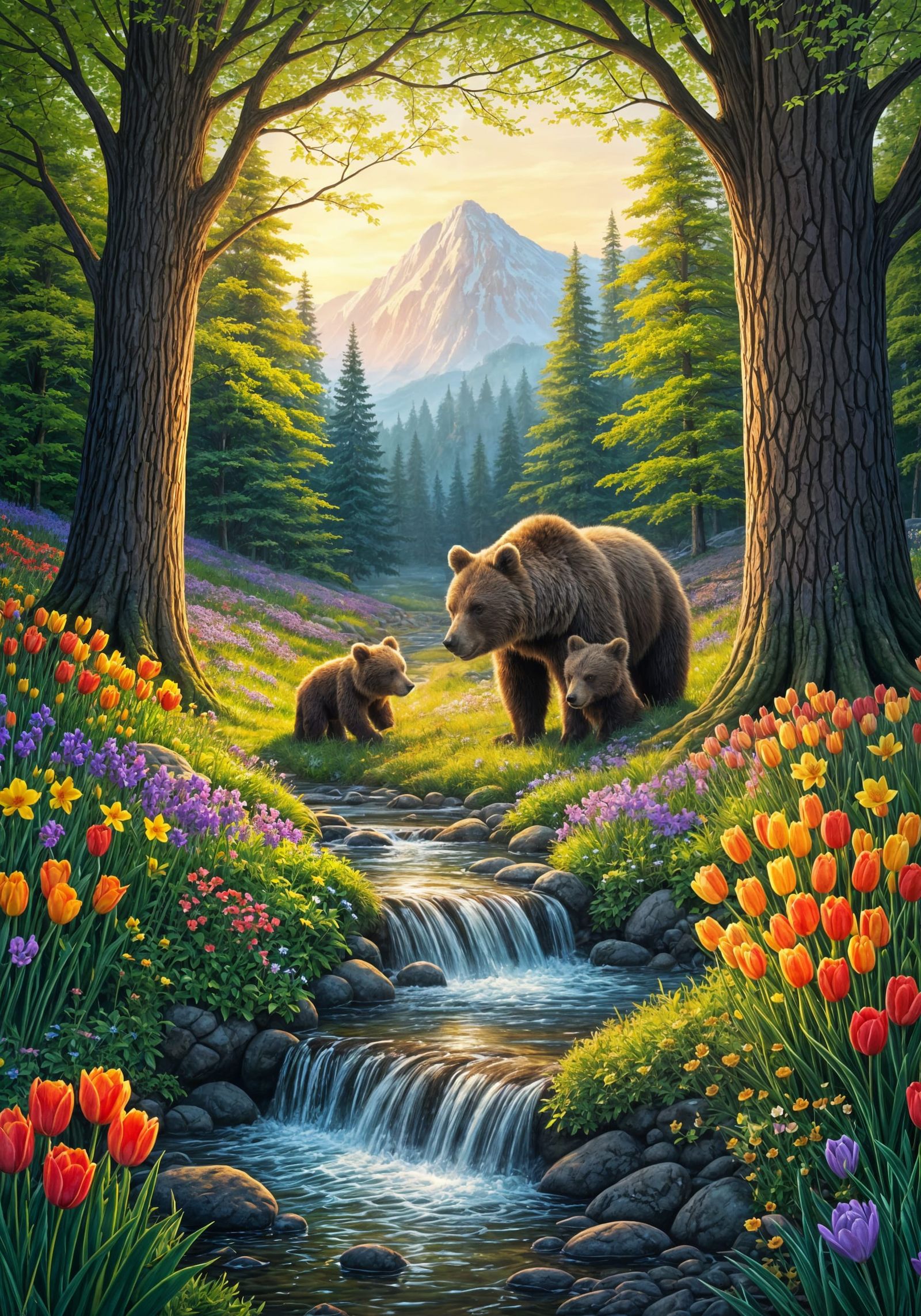 Majestic Brown Bear Family Emerges from Hibernation in Vibra...