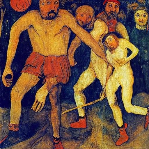 Peasant's Winter Basketball Game with Bears