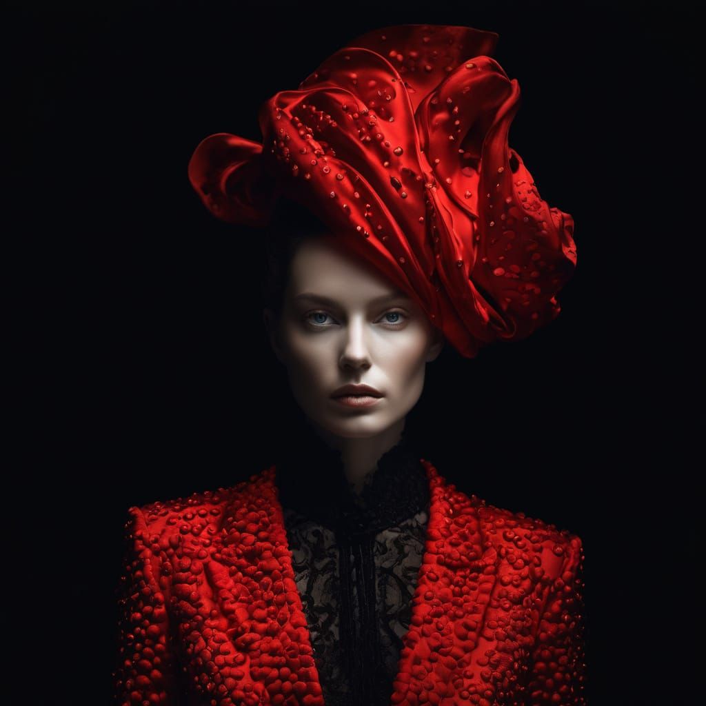 Woman in Red Silk: Jerry Uelsmann Style Portrait