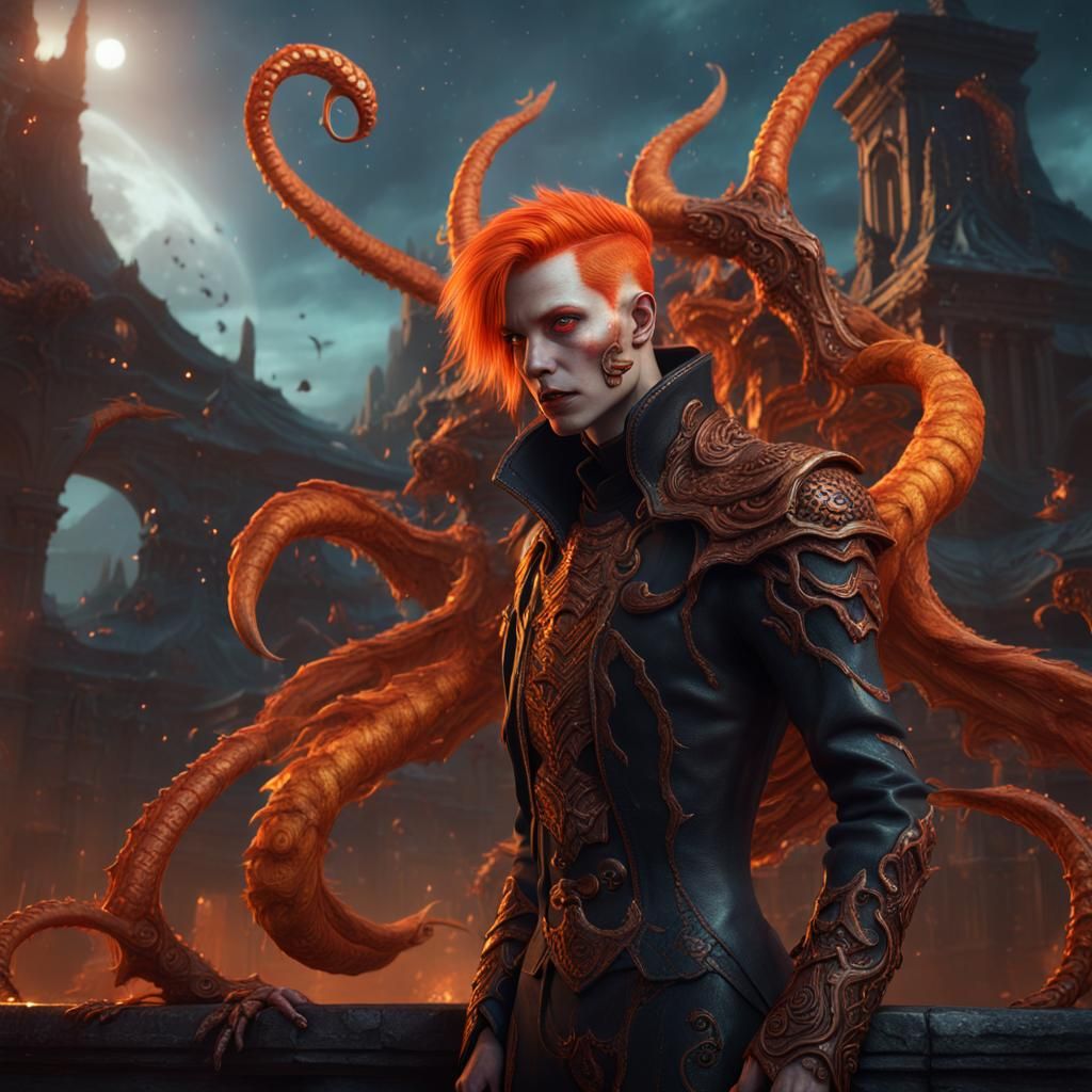 Vampire Angel Demon Hybrid in Detailed Matte Painting