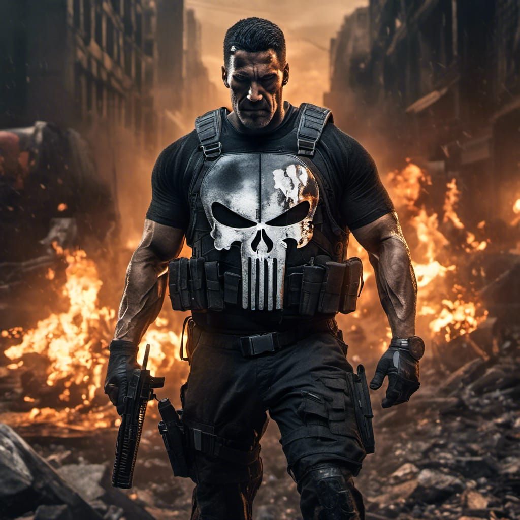 Hyperrealistic Punisher in Tactical Gear