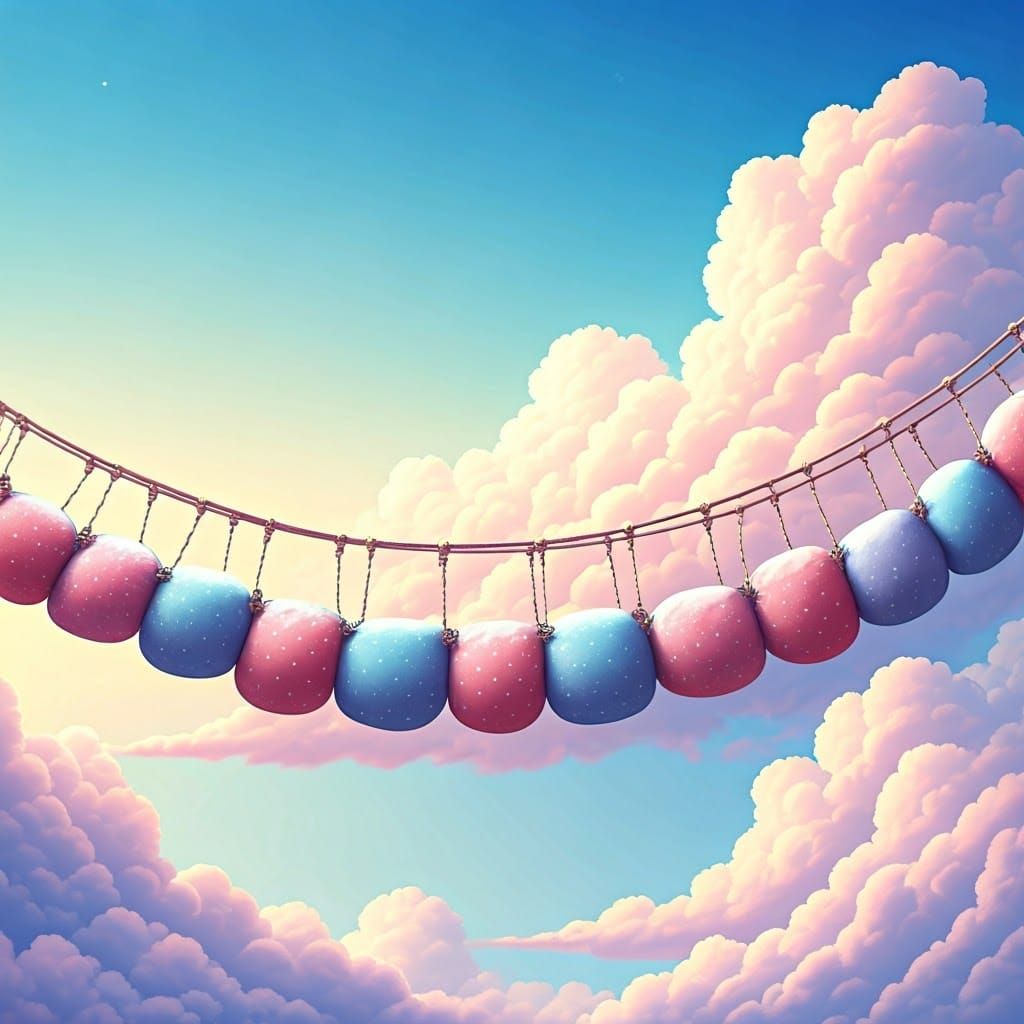 Dreamy Pillow Bridge Spans Cloudy Skies