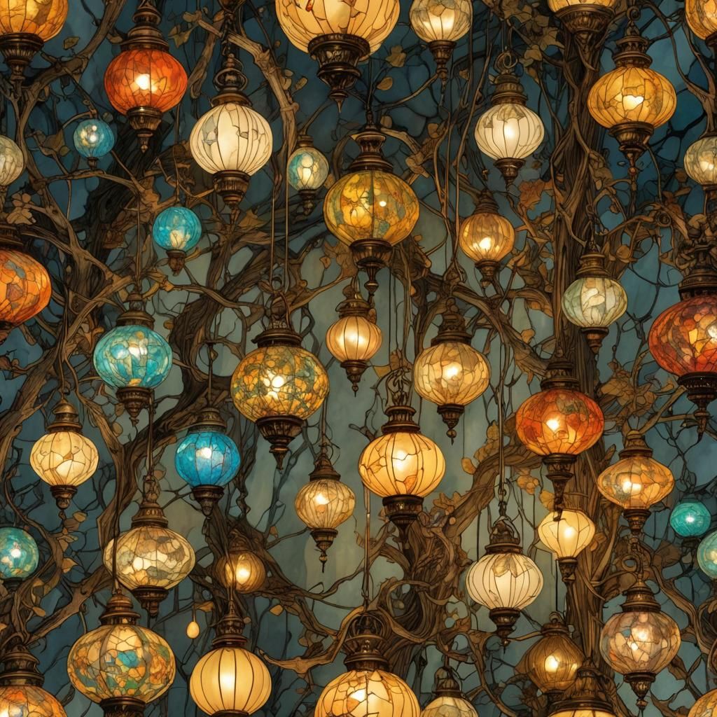 Magical Lamp Shop Inspired by Classic Illustrators