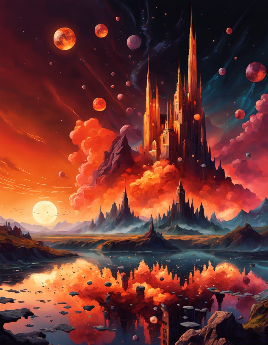 Magical Ethereal Landscape with Crystal Structures