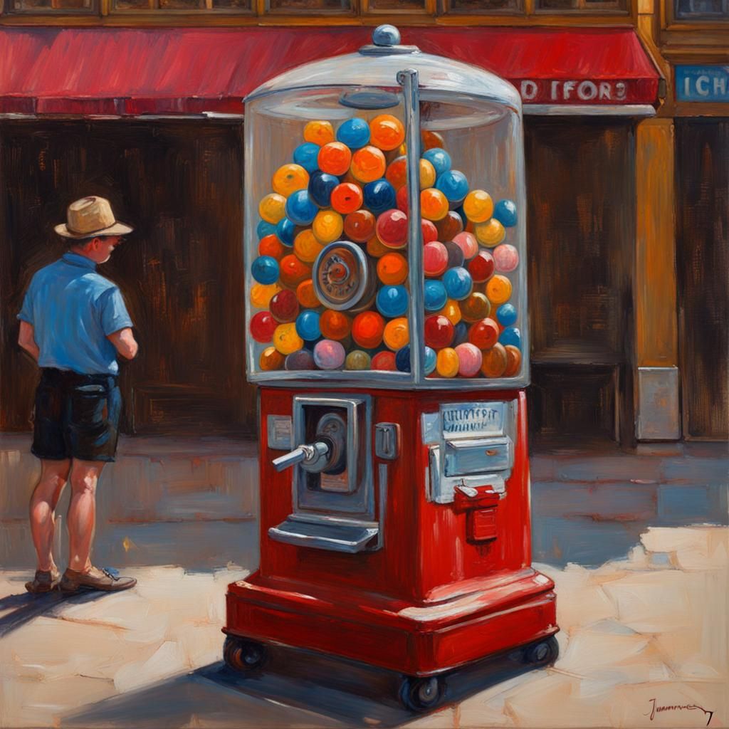 Gumball Machine in Oil Painting Style