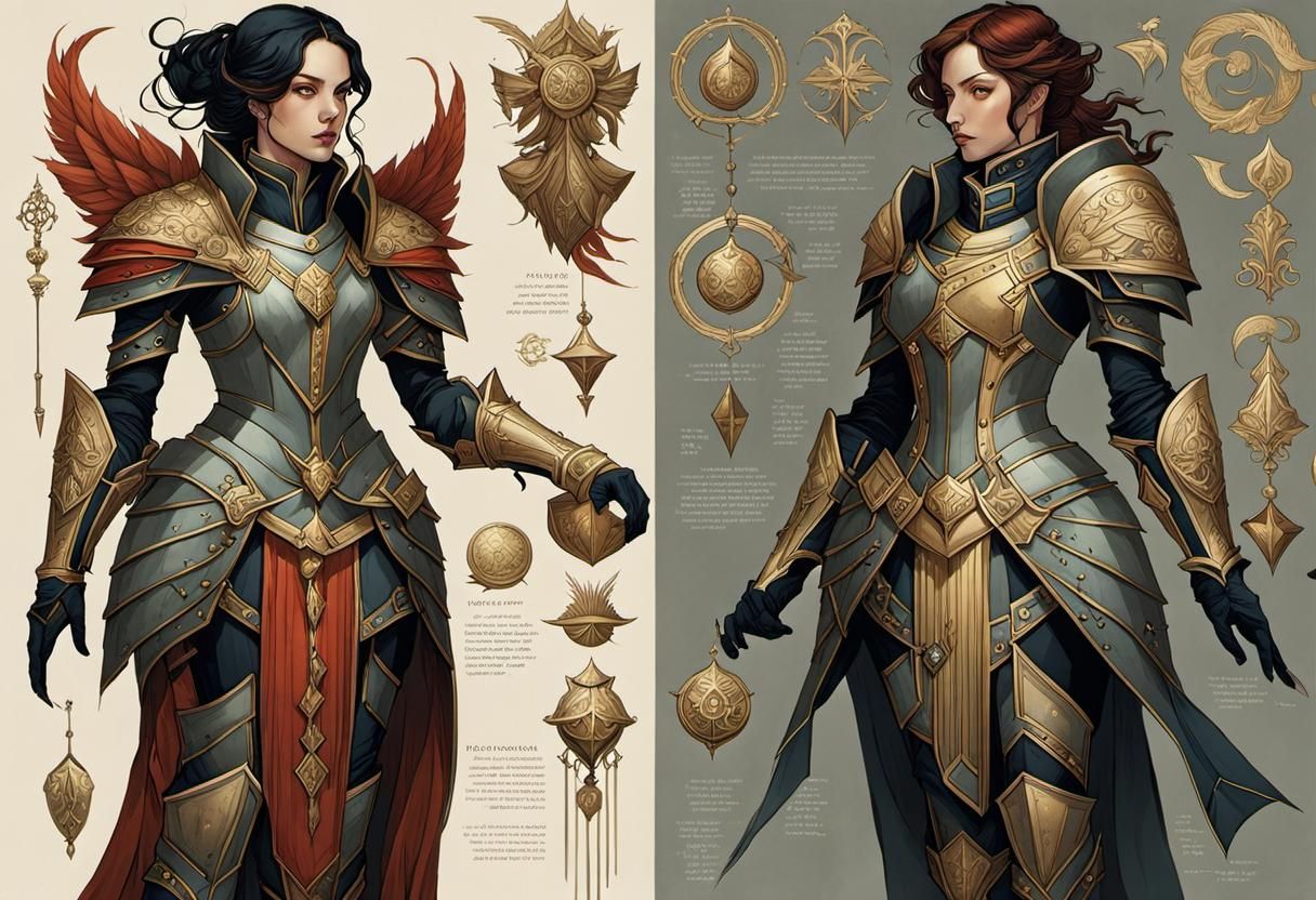 Magical Fantasy Armor Illustration with Diagrams