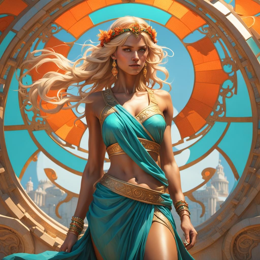 Greek Goddess in Art Nouveau Style