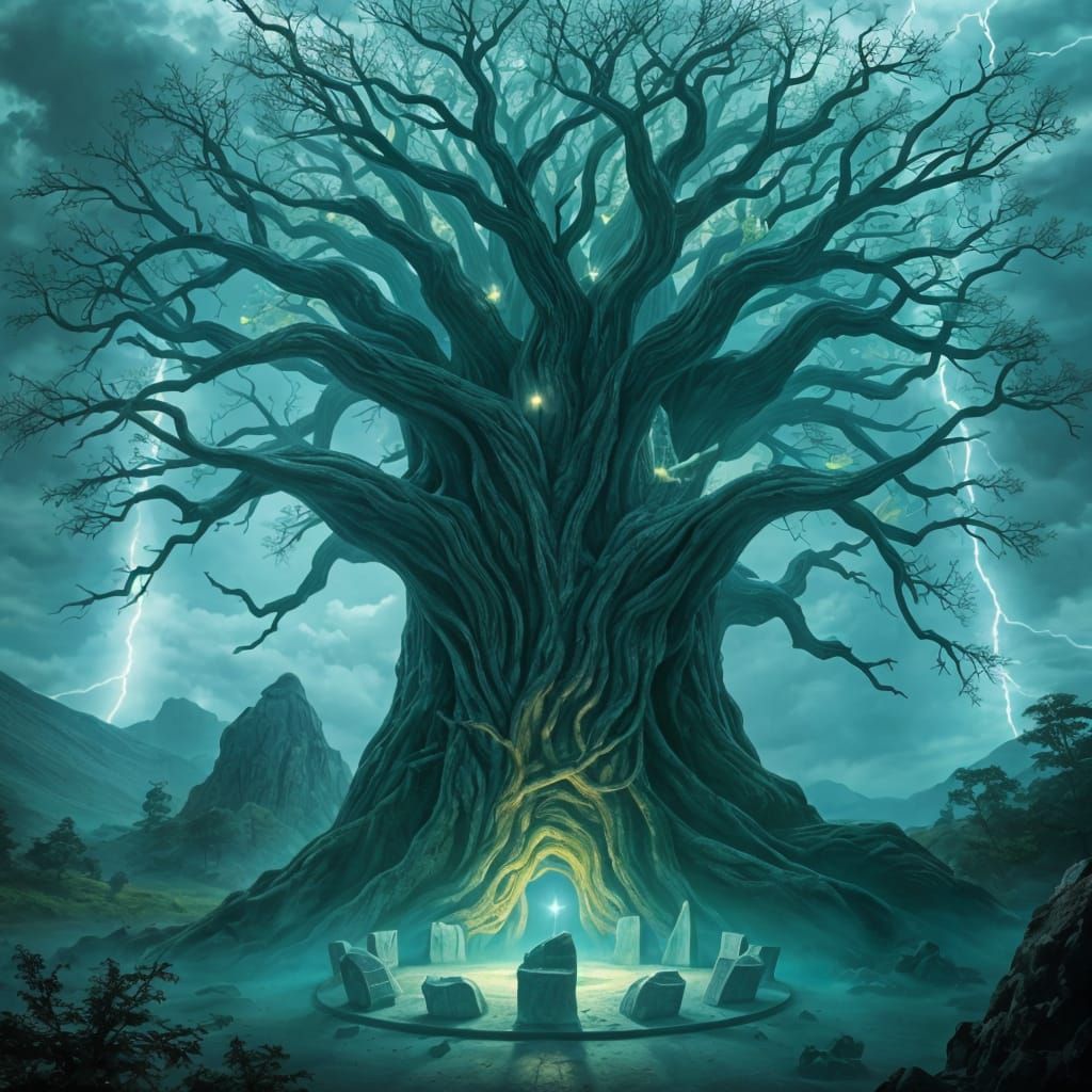 Mythic Fantasy Tree Radiates Arcane Energy