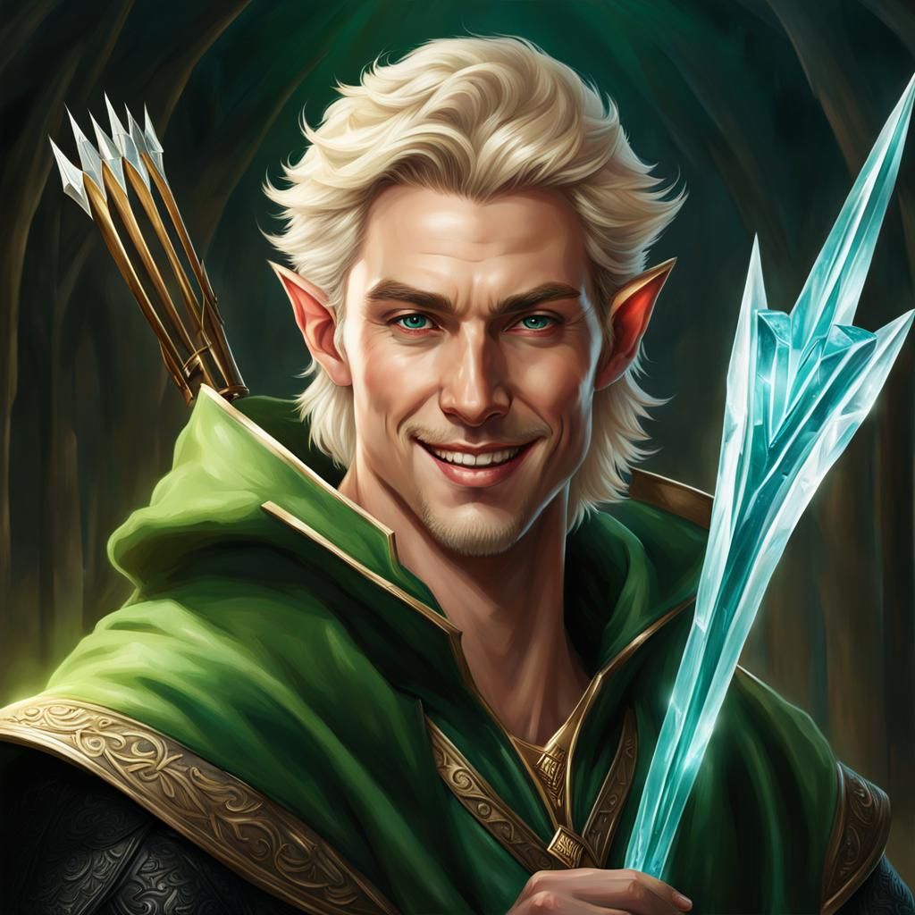 Half-Elf Arcane Trickster Portrait Casting Ice Arrow