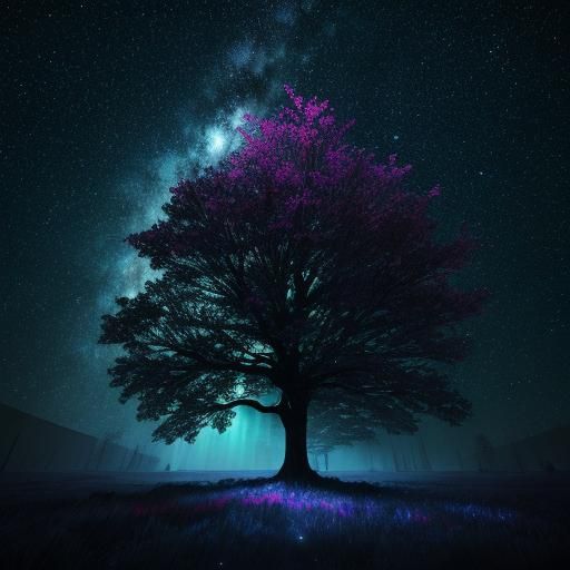 Tree Alone in Space: Hyperrealistic Concept Art