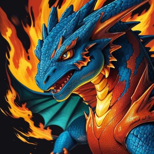 Fiery Dragon-Type Creature in Fauvist Style