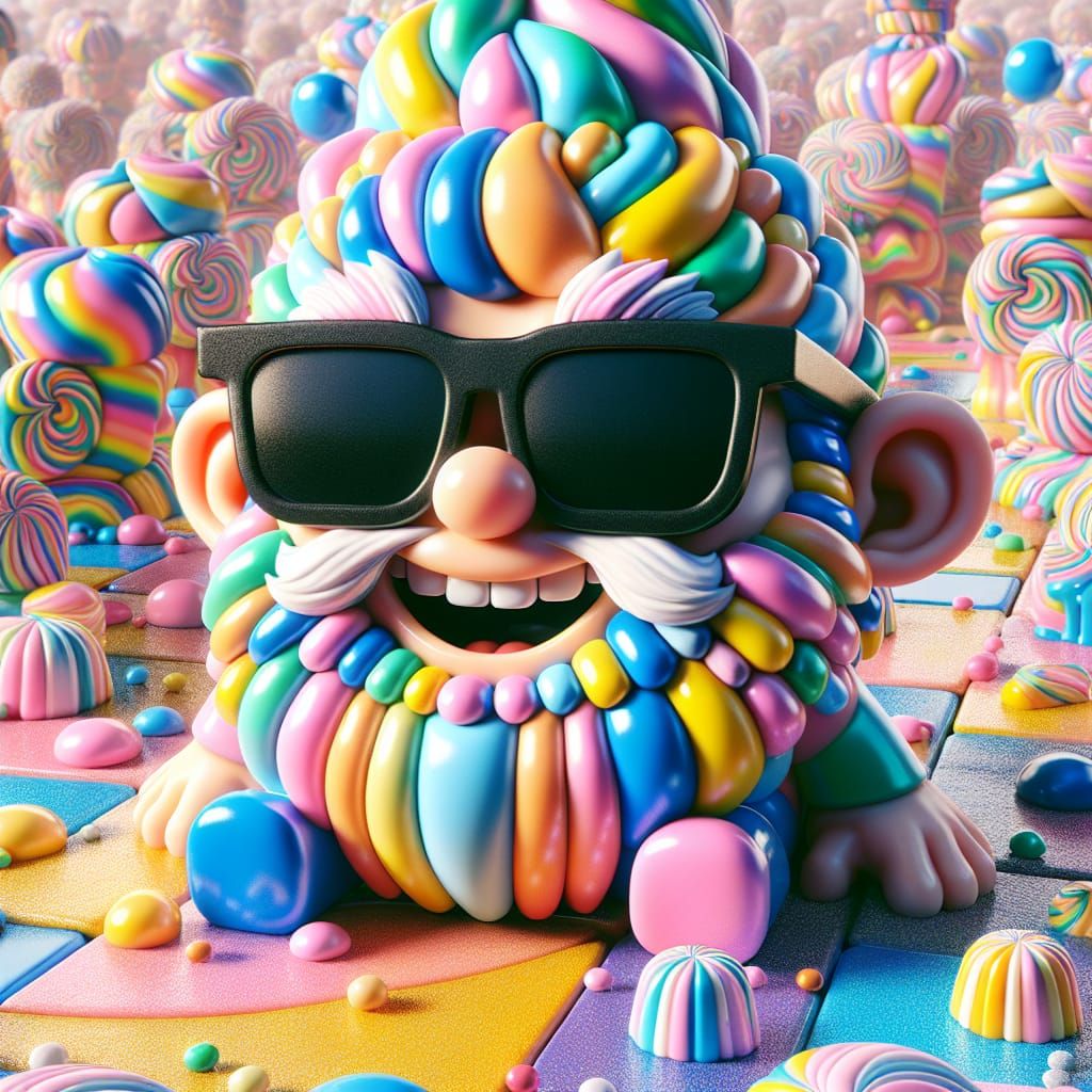 Rainbow Plastic Dwarf in Candyland Style