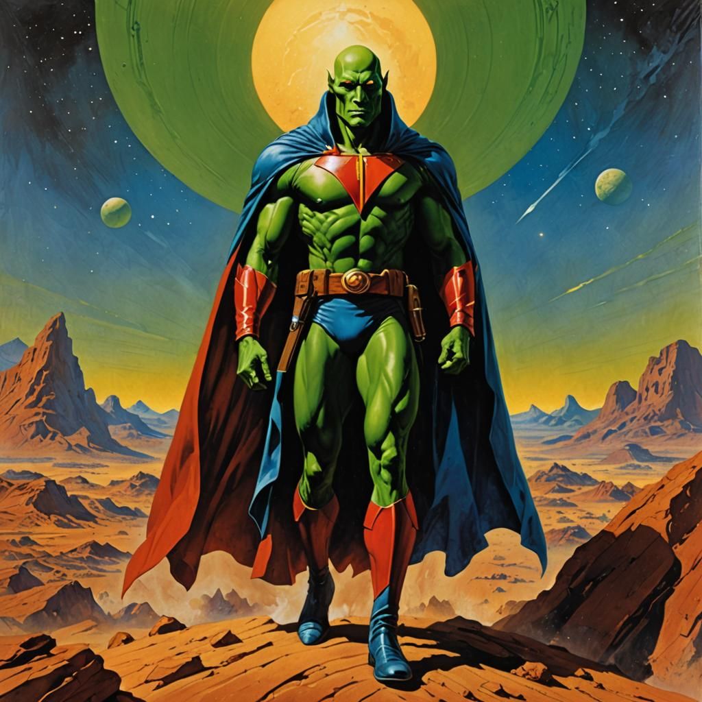 Martian Manhunter in Sci-Fi Landscape