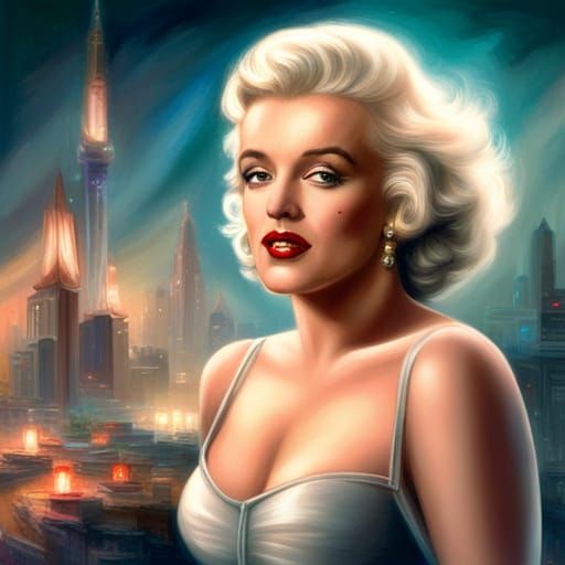 Marilyn Monroe as Ethereal AI in Fantasy Style