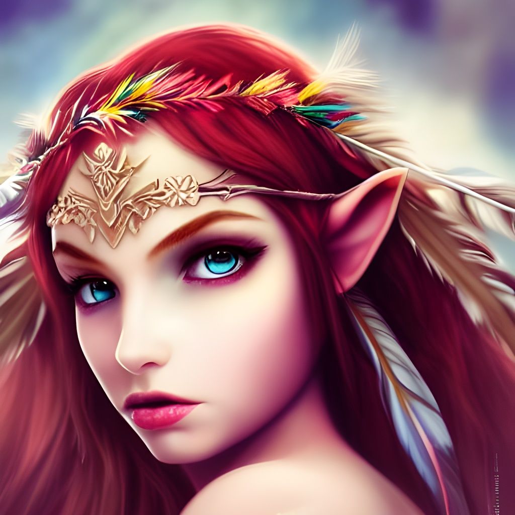Beautiful Elf with Flower Crown in Fantasy Art