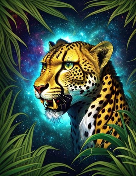 Botanical Cheetah Dreamscape: Fractal Art