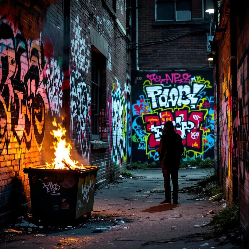 Burning Backstreet with Graffiti, Inspired by Basquiat & Ban...
