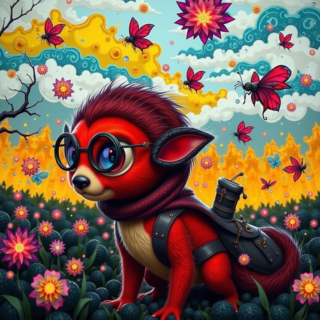 Whimsical Furry Critter Explores Mystical Forest