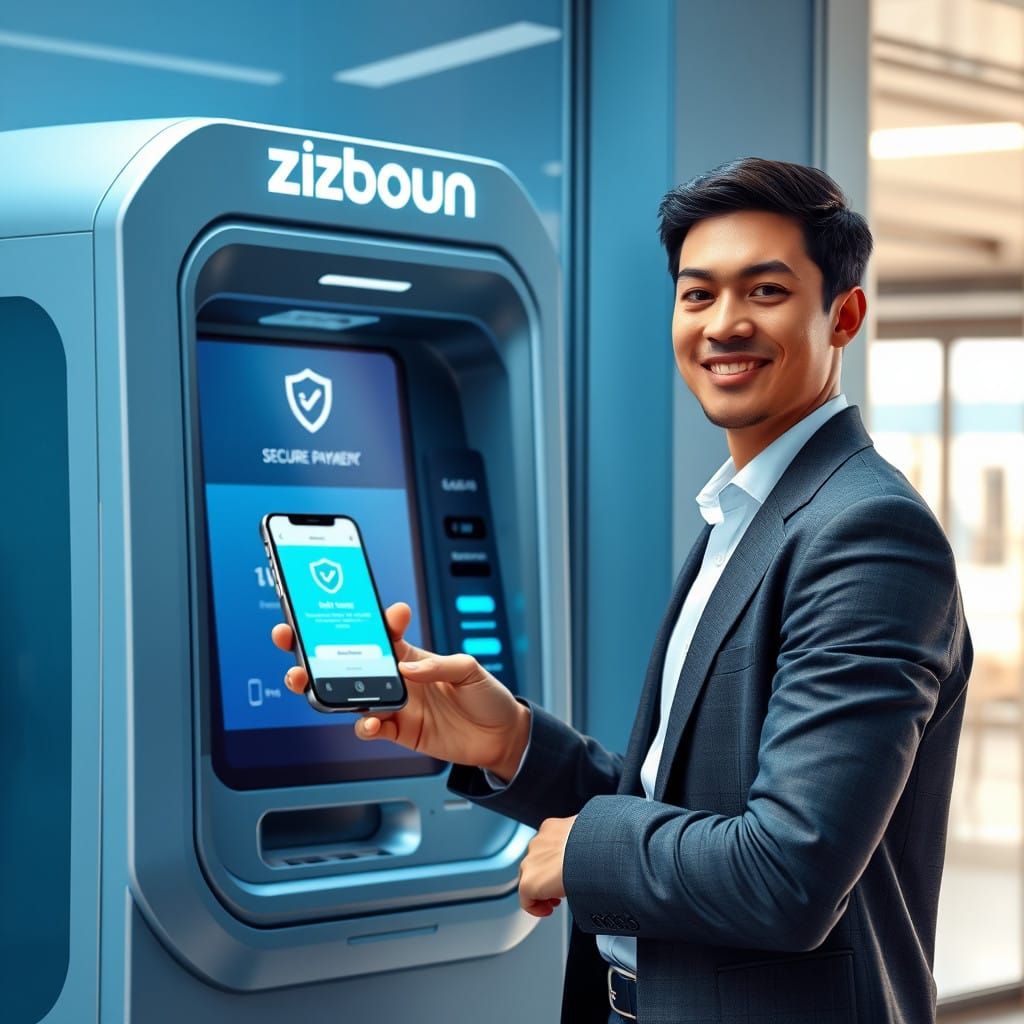 Confident Professional Initiates Secure Cash Withdrawal with...