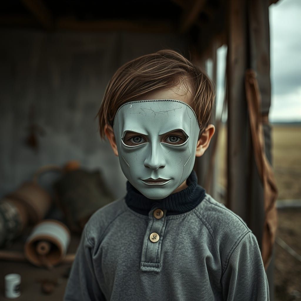 Child in Enigmatic Masked Portrait