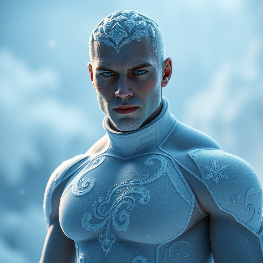 Chiseled Snowman Portrait in Art Nouveau Style