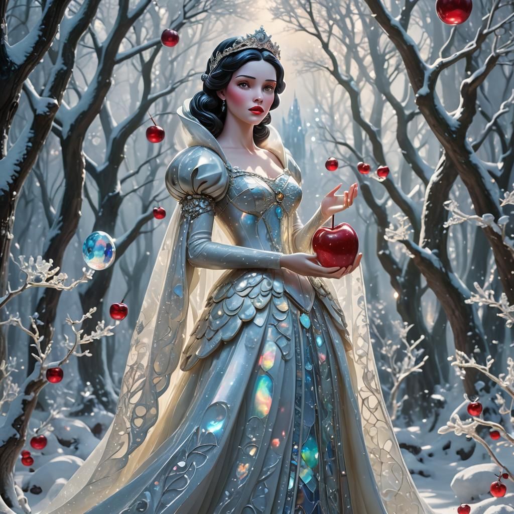 Opal Snow White Statue in Crystalline Forest