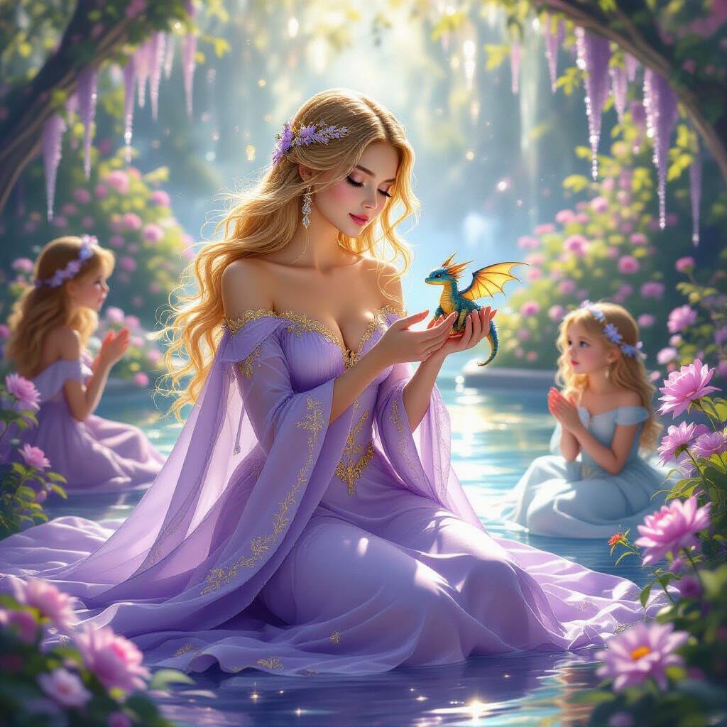 Cosmic Fairy Princess with Baby Dragon