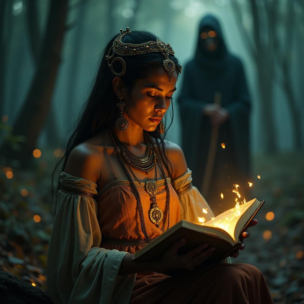 Mystical Reader with Guardian: Fantasy Matte Painting