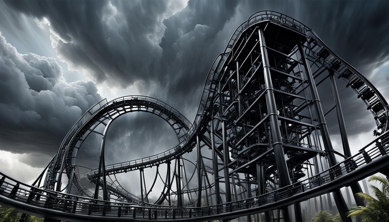 Extreme Black Metal Rollercoaster Ride in Stormy Weather
