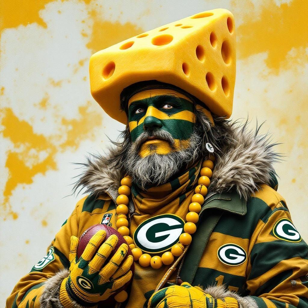Packers Fan as Modern Tribal Warrior Portrait