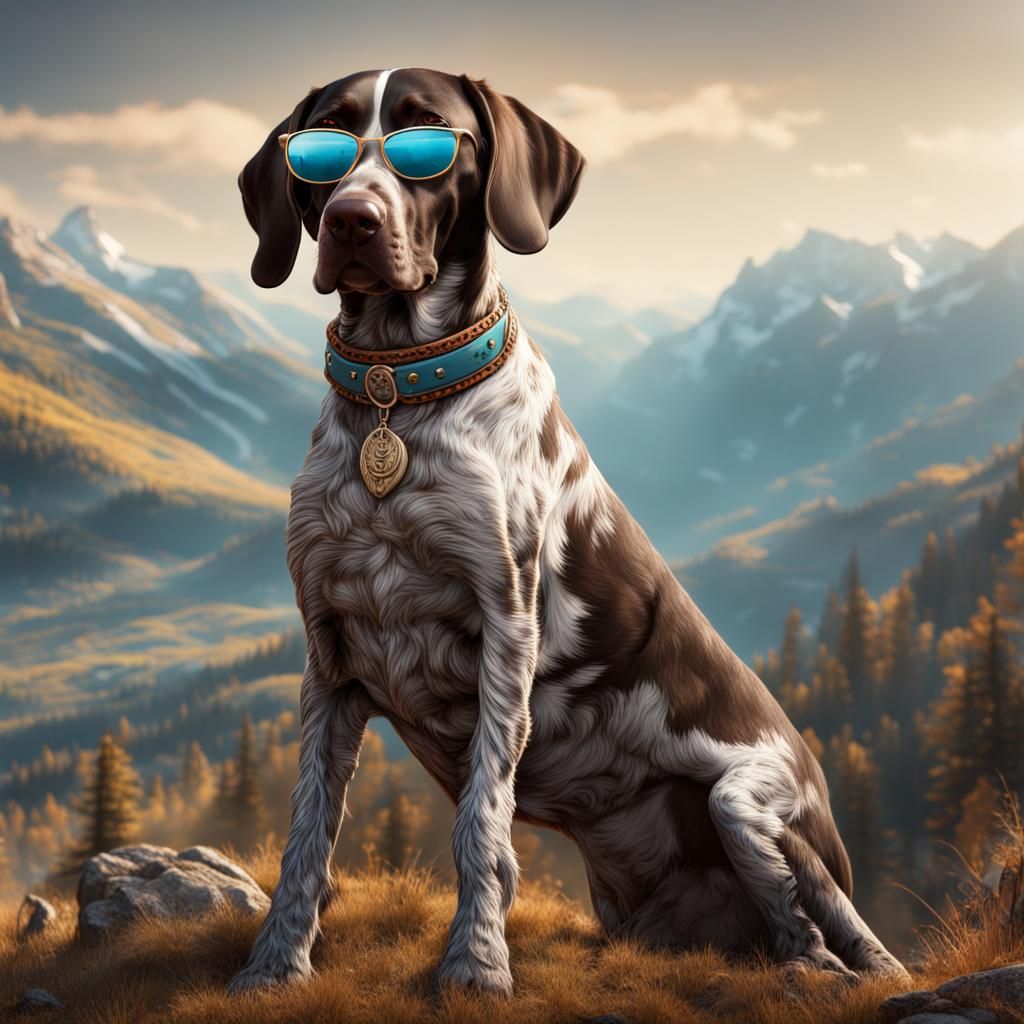 German Shorthaired Pointer in Sunglasses: Matte Painting