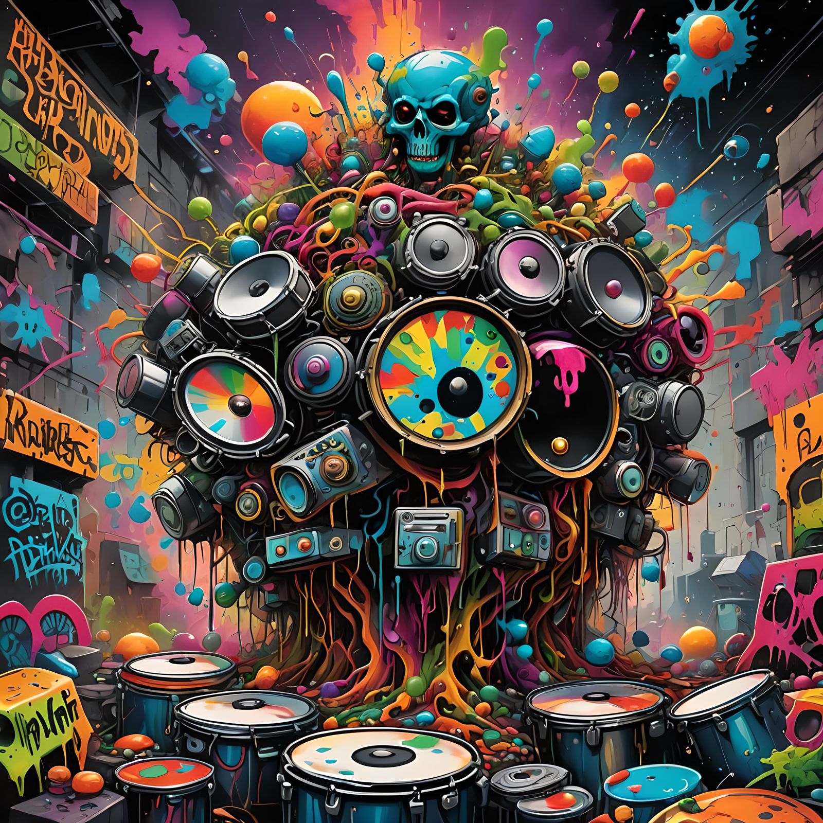 Industrial Psychedelic Drum and Bass Album Cover Art