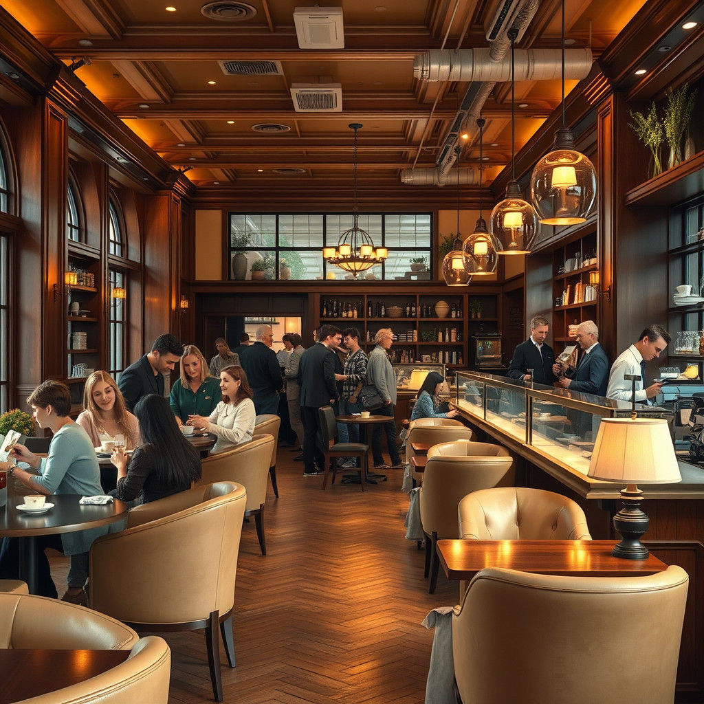 Cozy Cafe Scene in Illustration Style