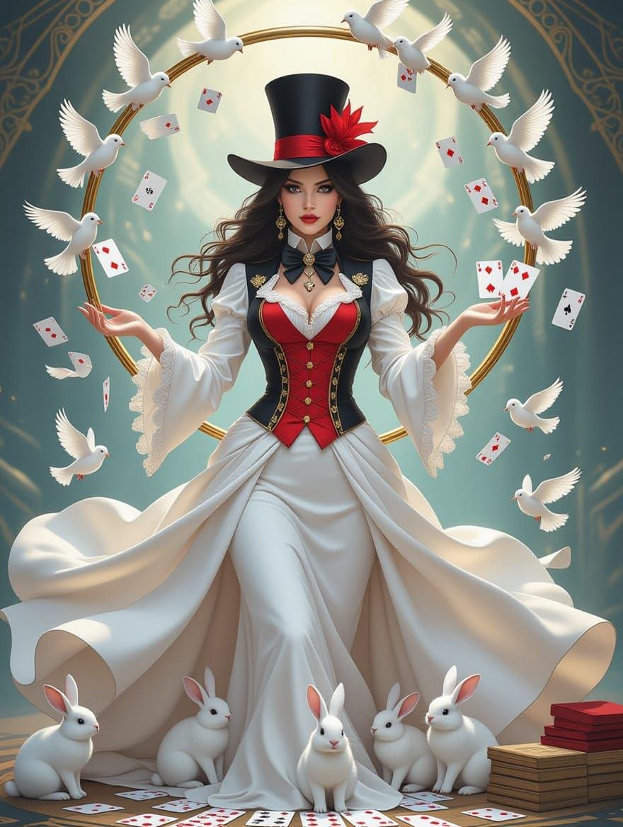 Mystical Woman Conjures Whimsical Magic in a Realm of Wonder