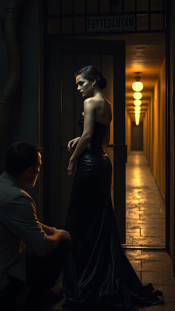 Dystopian Prison Cell Encounter in German Expressionist Styl...