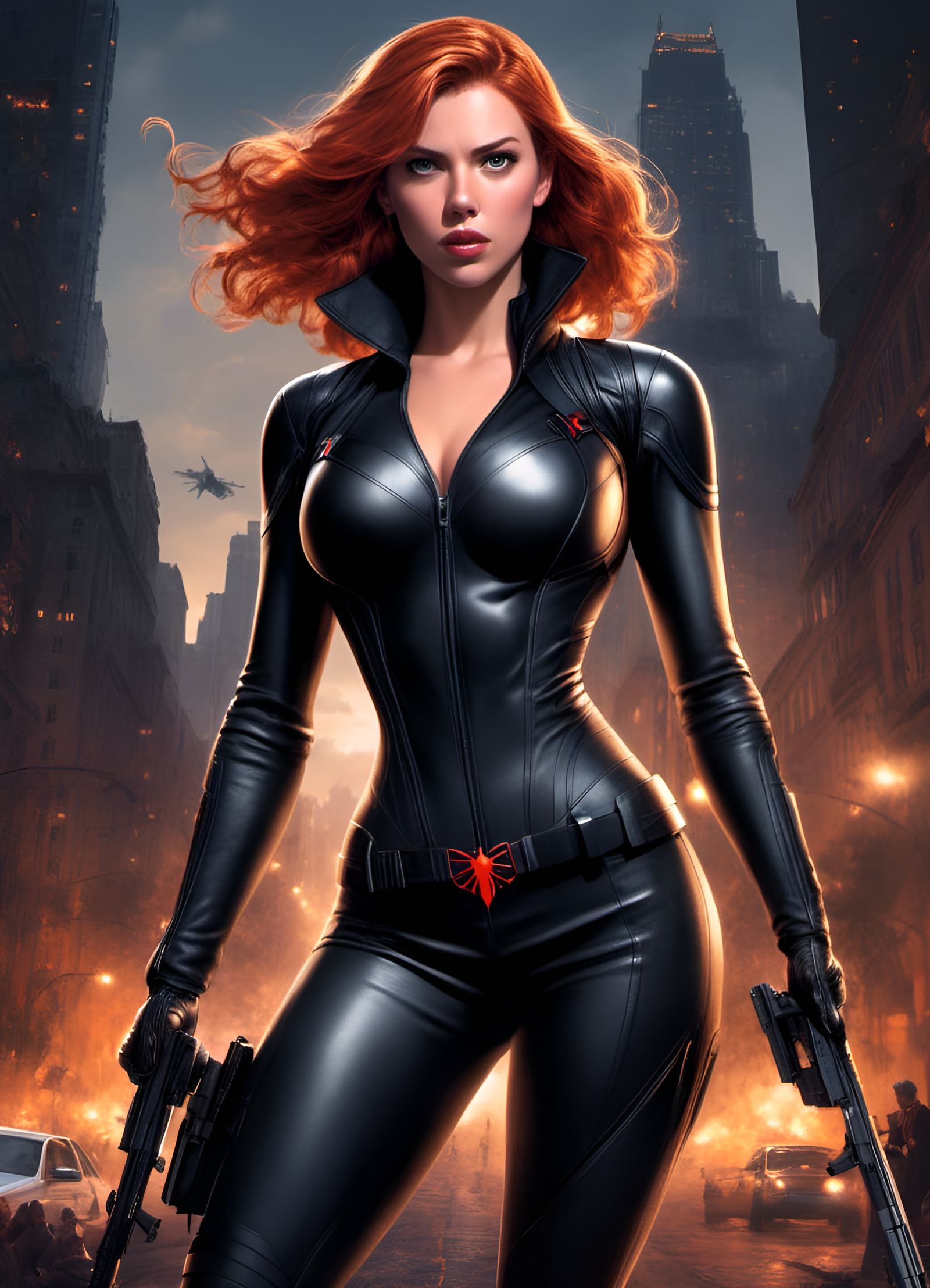 Comic Black Widow in Night City