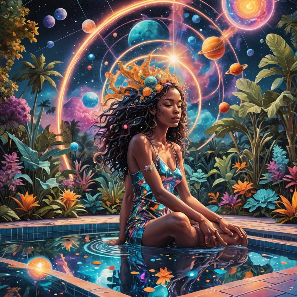 Holographic Poolside in Cosmic Astral Style