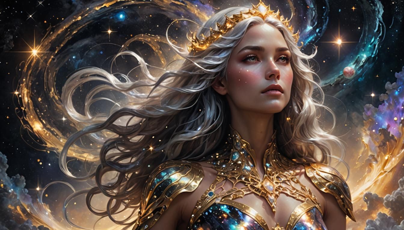 Goddess Manipulating Cosmic Energy in Fantasy Art