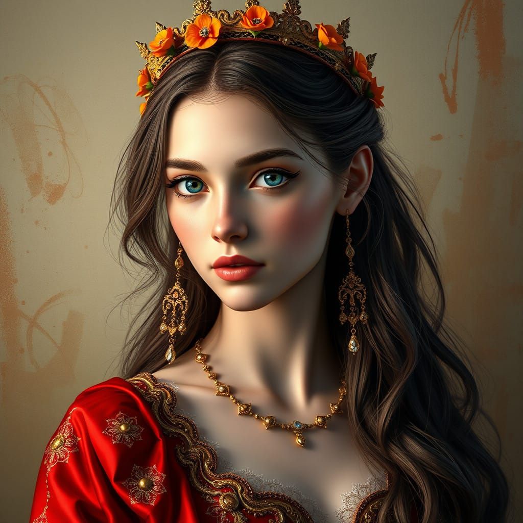 Elegant Renaissance Princess in Photorealistic Portrait